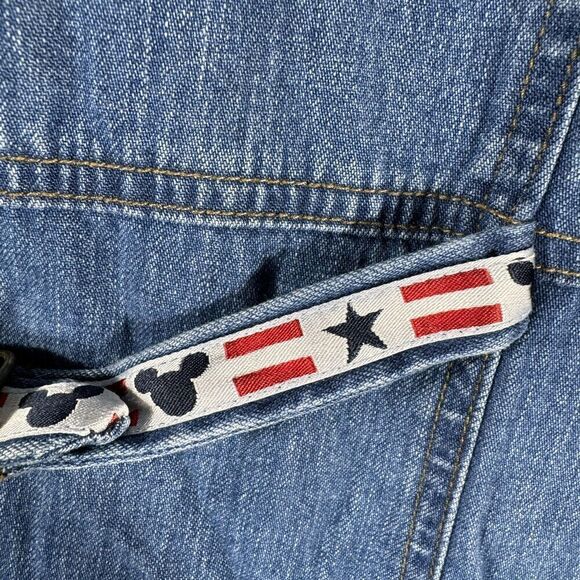 Walt Disney World Jean Jumper Dress Women's Large Blue Jean Mickey Mouse Snap Up - Picture 10 of 13